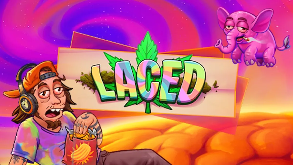 Laced slot game interface showing neon-themed symbols and luxury aesthetic